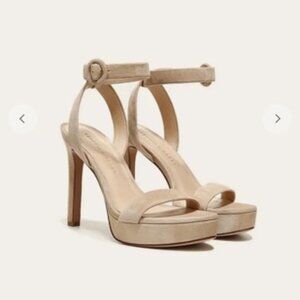 Veronica Beard Nude Suede Ankle Strap Platform Heels